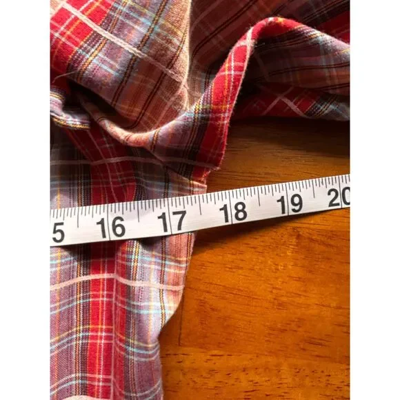 VTG Notations Ruffle blouse red plaid western prairie Sz10 Edwardian cottagecore - Picture 8 of 9